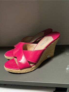 ☀️ Michael Kors Hot Pink Espadrille Wedge Slide